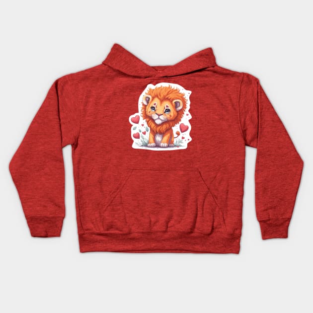 Minimal Cute Baby Lion Kids Hoodie by Imagination Gallery